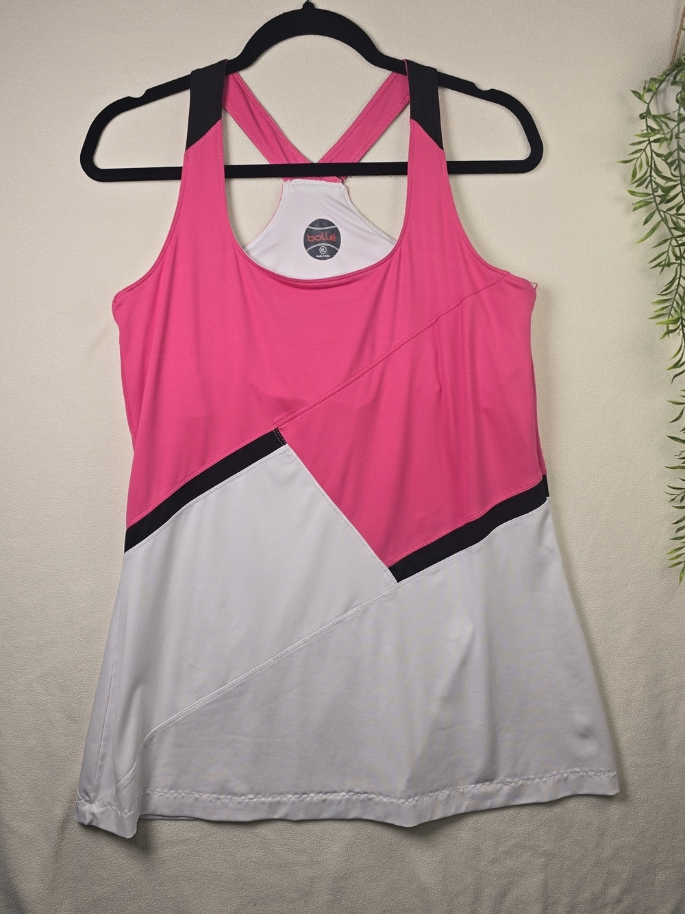 BOLLE TENNIS DRESS PINK WHITE BLACK BUILT IN BRA WOMENS SIZE XL GOLF ATHELTIC
